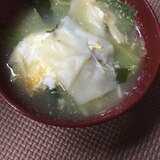 肉ワンタンで♡レタスとわかめの玉子スープ(^^)